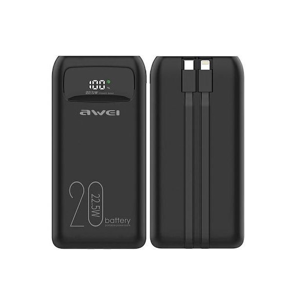 31 Awei P169K Power Bank 20000mAh 22.5W Power Delivery Μαύρο