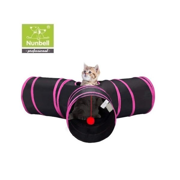 Nunbell Pet 19418-242 Παιχνίδι Γάτας Τούνελ με 3 Εξόδους Φούξια