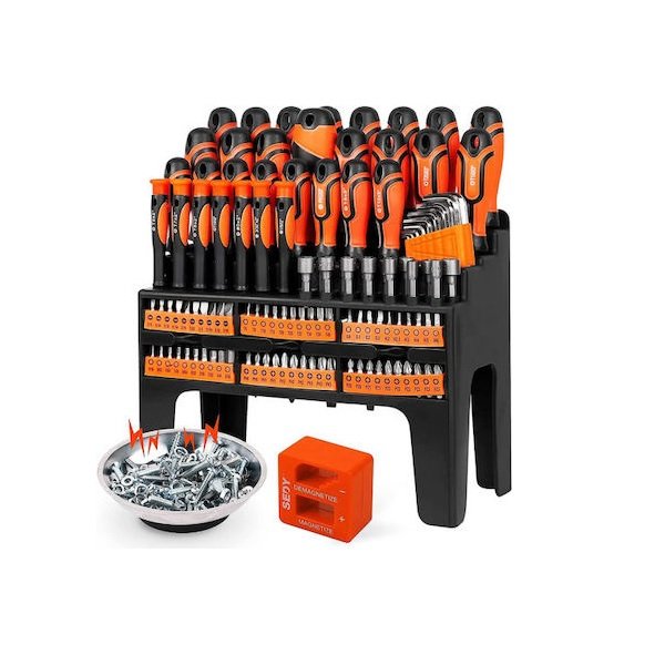 Σετ μαγνητικών κατσαβιδιών με πλαστική ραφιέρα allen κτλ 124τμχ SEDY94288 LNA