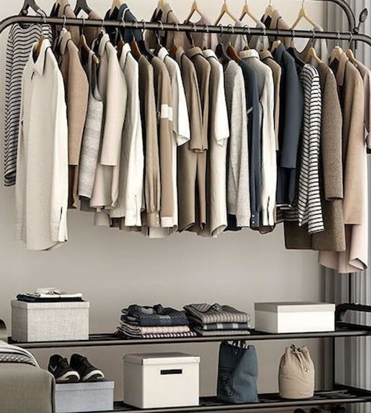 Factory Τροχήλατη Κρεμάστρα Δαπέδου από Μέταλλο Γκρι 110X57X150 YP-610