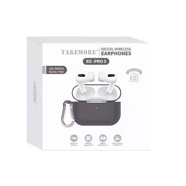 19 Takemore XO-Pro 5 In-ear Bluetooth Handsfree Ακουστικά με Θήκη Φόρτισης Μαύρα 49380207