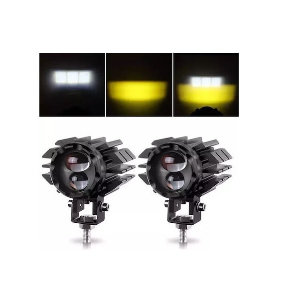 Universal Προβολάκια Αλουμινίου Μοτοσυκλέτας 30W Λευκού, Κίτρινου Φωτισμού 2τμχ ΟΕΜ 30117 – Μαύρο 44042861