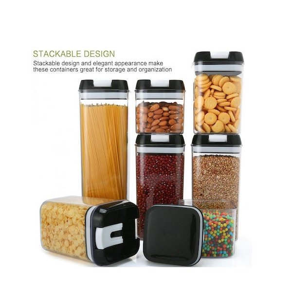 Τρόφιμα Σετ 7τμχ Βάζα για Ζάχαρη / Δημητριακών / Ζυμαρικών / Καφέ / Τσάι με Αεροστεγές Καπάκι Πλαστικό 51249097