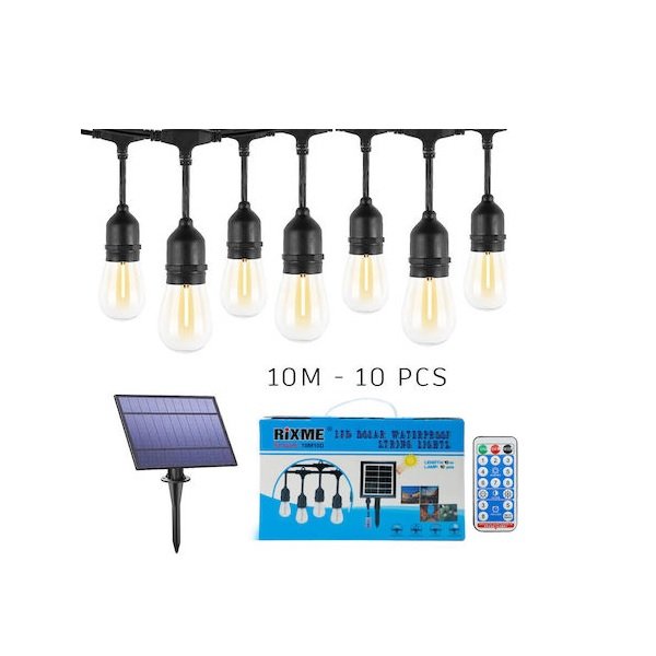 Rixme Κρεμαστό Ηλιακό Φωτιστικό Γιρλάντα Θερμό Λευκό με Τηλεχειριστήριο RZ-0133 46395469