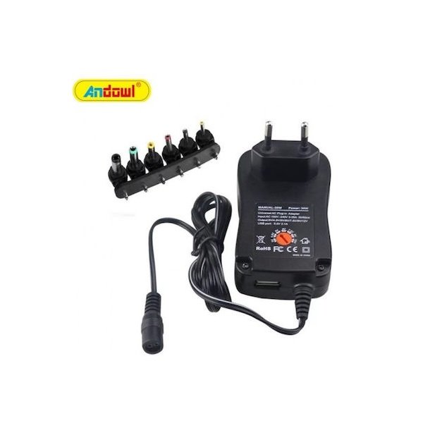 Andowl Q-CD16P Ρυθμιζόμενο Universal Τροφοδοτικό 3 έως 9V 45W με 6 βύσματα 37120726