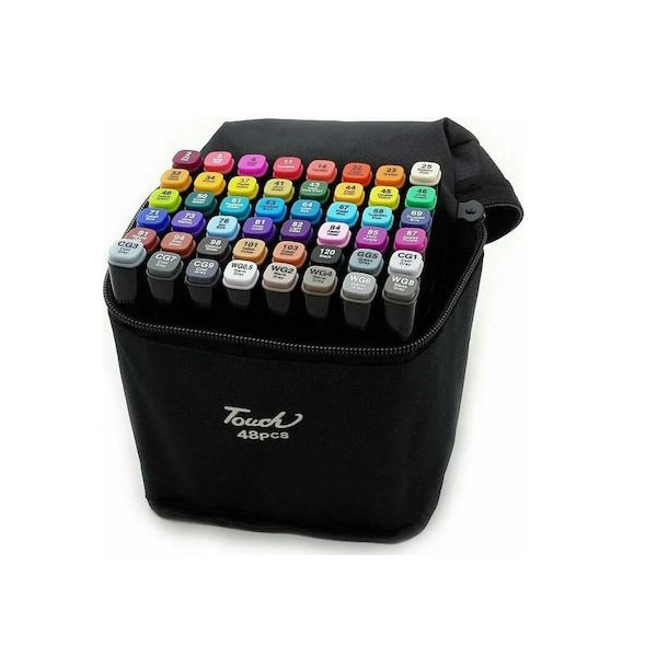 Σετ Επαγγελματικοί Μαρκαδόροι Ζωγραφικής με Διπλή Μύτη σε 48 Χρώματα AT952 Board & Fine 26476343