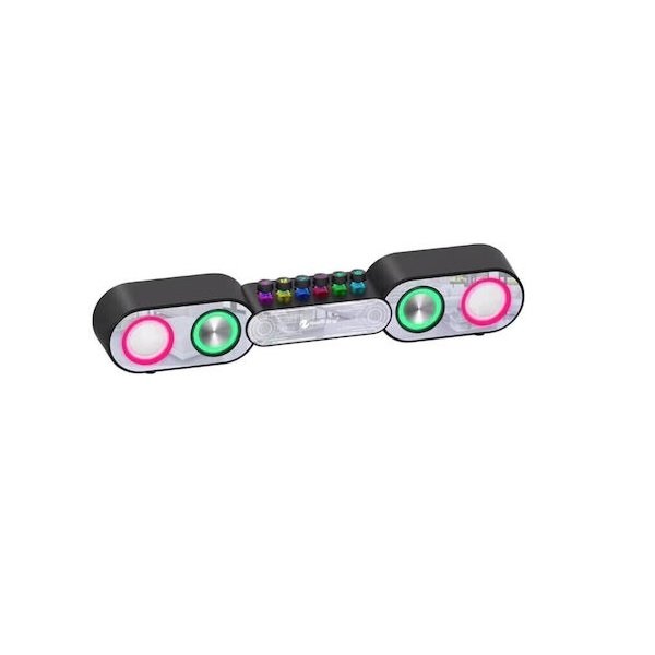 New Rixing NR-666 Ηχεία Υπολογιστή 2.0 με RGB Φωτισμό και Bluetooth Ισχύος 10W σε Μαύρο Χρώμα 40662674