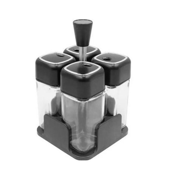 Θήκες Μπαχαρικών Γυάλινες σε Βάση Διάφανη 4τμχ SF1008HY 46940539