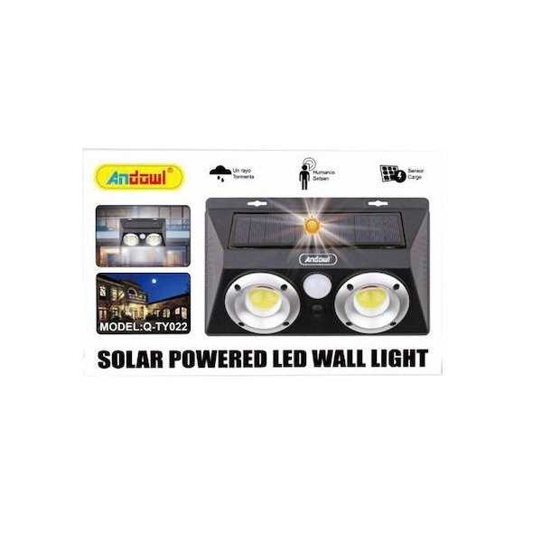 12 Andowl Q-TY022 Επιτοίχιο Ηλιακό Φωτιστικό 40W 800lm με Ψυχρό Λευκό Φως 6000K 41025772
