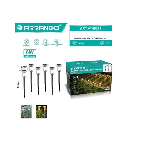 Arrango AT48317 Καρφωτό Ηλιακό Φωτιστικό 6W Θερμό Λευκό με Φωτοκύτταρο 50800555