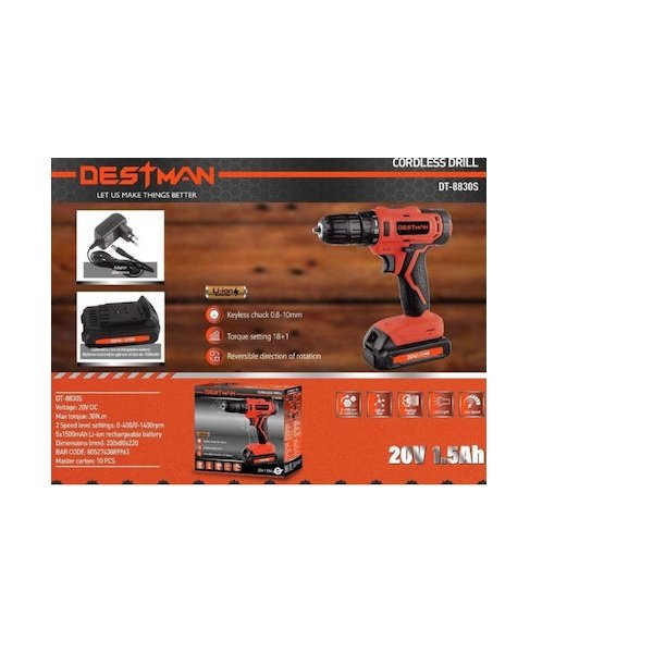 Destman DT-8830S Κρουστικό Δραπανοκατσάβιδο Μπαταρίας 20V 1x1.5Ah 40938816