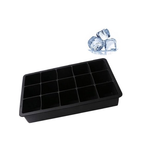 Παγοθήκη Κύβος από Σιλικόνη 15 Θέσεων Μαύρη 1000-42300074 34028072