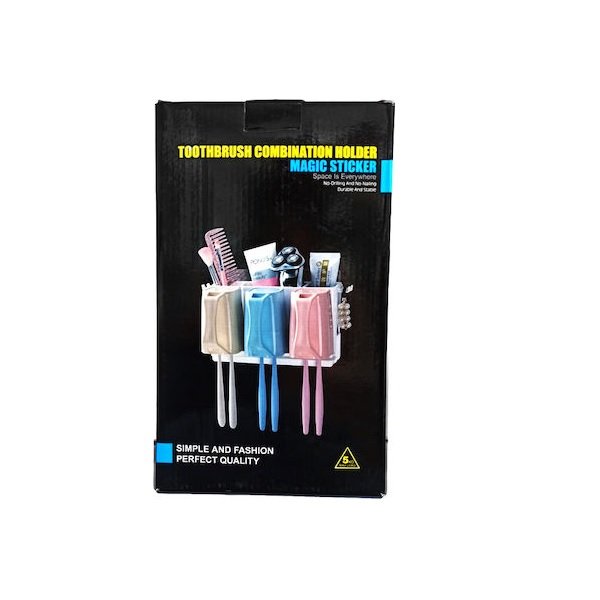 Αυτοκόλλητη Θήκη Μπάνιου με 3 Θέσεις για Οδοντόβουρτσες - Toothbrush Combination Holder Magic Sticker 5154 29869657