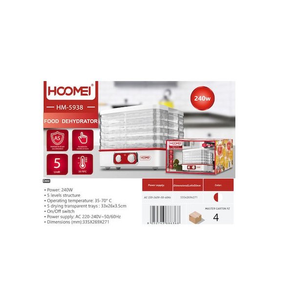 Hoomei HM-5938 Αποξηραντής Τροφίμων με Ράφια 50553318