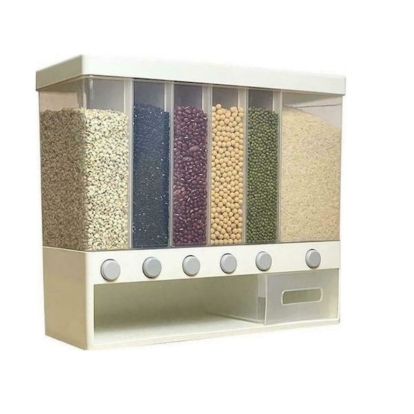 Δοχείο Πλαστικό Αεροστεγές Αποθήκευσης Δημητριακών, Τροφίμων 6 Θέσεων Λευκό 55314 26483675