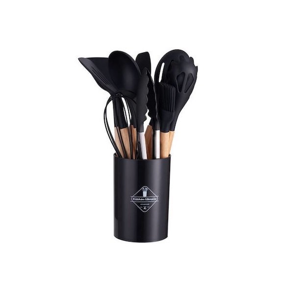 Σετ Εργαλείων Μαγειρικής από Σιλικόνη 12τμχ Μαύρο 230935 49078406