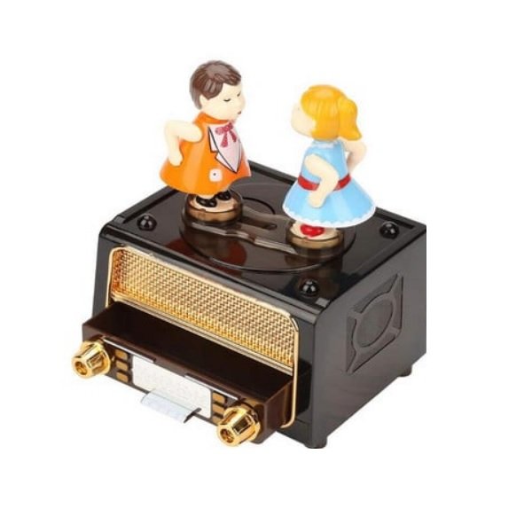 KissingCouple Doll Music Box Κλασικό Ραδιόφωνο Ρολόι ABS
