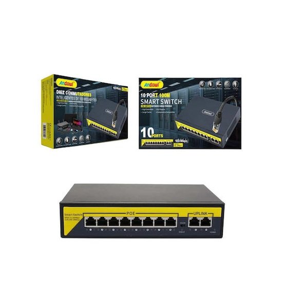 Andowl Q-jh07 Διακόπτης Poe Δικτύου 10 Θύρες 100μ 100mbps - 10 Port Smart Switch Poe Network Cable Powered 51144250