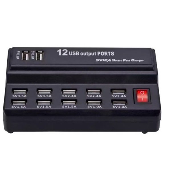 ForHome Βάση Φόρτισης με 12 Θύρες USB-A 60W σε Μαύρο χρώμα (ZY-2401) 55533104