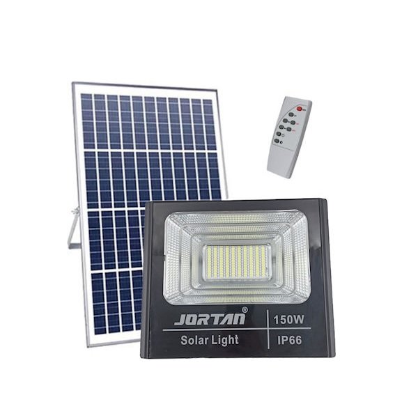 17 Στεγανός Ηλιακός Προβολέας LED 150W Ψυχρό Λευκό 6500K με Τηλεχειριστήριο IP66 JT-BJ150W 40714003