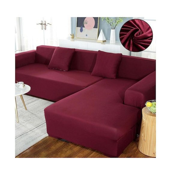 Ελαστικό Κάλυμμα Γωνιακού Καναπέ Μπορντώ 102278-BORDEUX 56616365