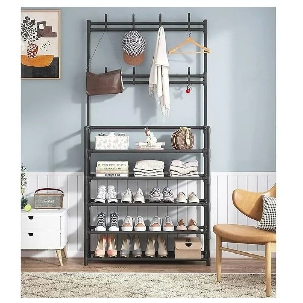 Κρεμάστρα Δαπέδου από Μέταλλο σε Μαύρο Χρώμα 60x28x172cm CT-5 46801671