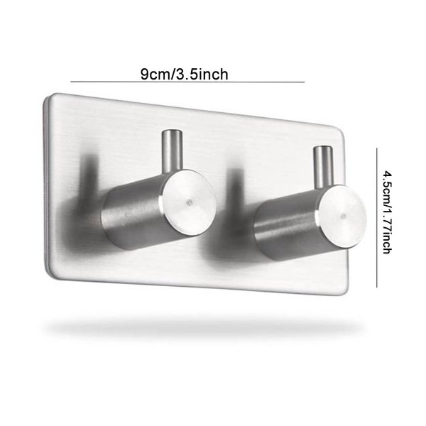 Άγκιστρο Μπάνιου Διπλό με Αυτοκόλλητο Ασημί 000-230-12255 48097003