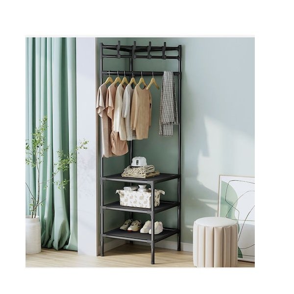 Έπιπλο Εισόδου με Κρεμάστρα & Παπουτσοθήκη Μαύρο 188x40x40εκ.TW-888. 50823916