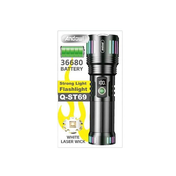 Andowl Επαναφορτιζόμενος Φακός LED Μαύρο Q-ST69 55014574