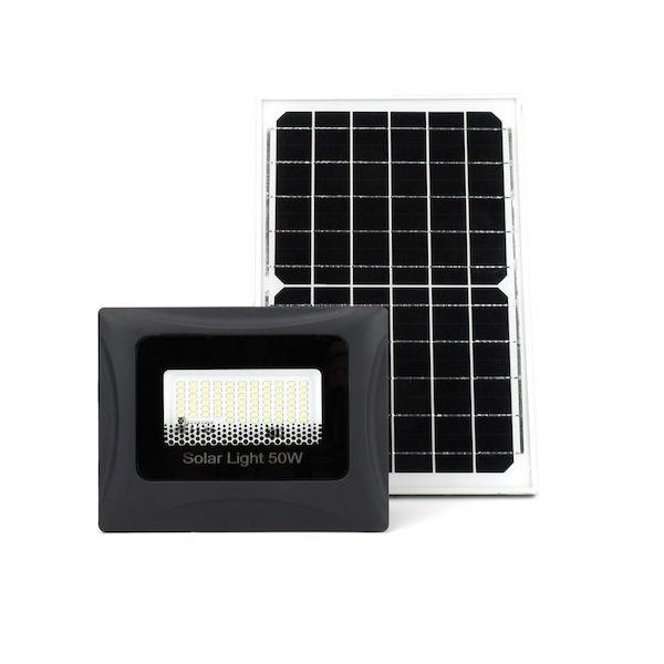 5 Στεγανός Ηλιακός Προβολέας LED 50W Ψυχρό Λευκό με Τηλεχειριστήριο IP65 000-230-9090 46160914