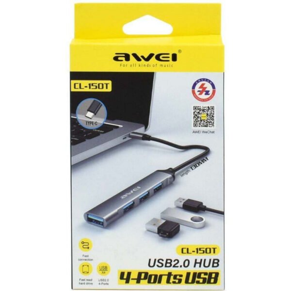 Αντάπτορας USB Hub με 4 θύρες – CL-150T – USB Type-C – AWEI – 888056