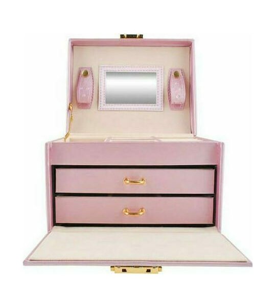 FGH Κοσμηματοθήκη - Μπιζουτιέρα 17.5 x 13.8 x 13.5 cm Χρώματος Ροζ SPM 6400IT