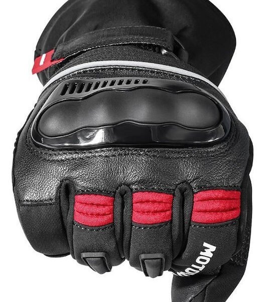 Motowolf MDL0318 Χειμερινά Ανδρικά Γάντια Μηχανής Softshell Αδιάβροχα Μαύρα/Κόκκινα
