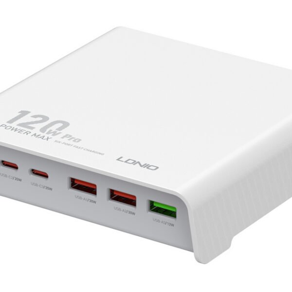 Ldnio Βάση Φόρτισης με 3 Θύρες USB-A και 3 Θύρες USB-C 120W Power Delivery σε Λευκό χρώμα (Q605)