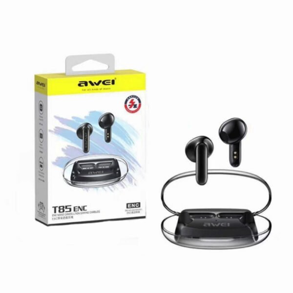 Awei T85 ENC In-ear Bluetooth Handsfree Ακουστικά με Αντοχή στον Ιδρώτα και Θήκη Φόρτισης Μαύρα
