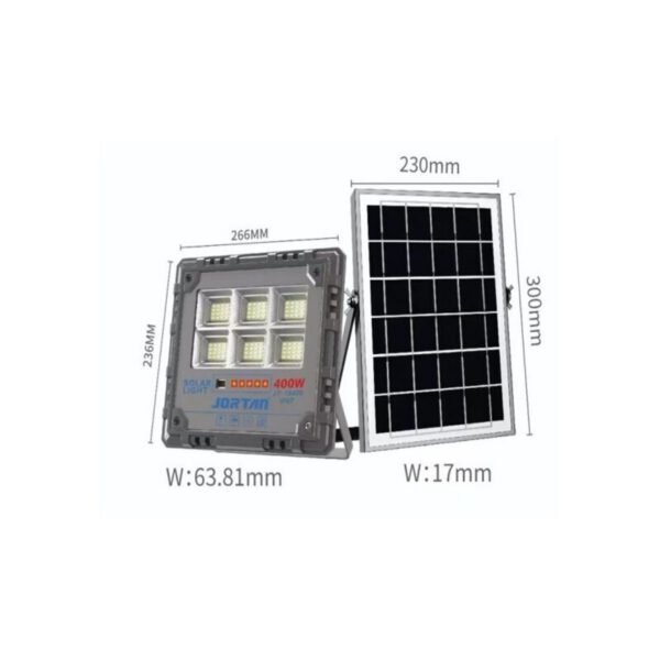 Jortan Στεγανός Ηλιακός Προβολέας LED 400W Ψυχρό Λευκό 6000K με Τηλεχειριστήριο IP67 JT-18400-XM400W