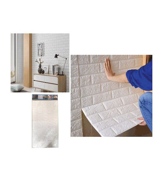 Αυτοκόλλητο 3D Πάνελ Τοίχου Λευκό 00402584 70x77εκ