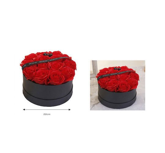 Μπουκέτο από Τεχνητά Λουλούδια Τριαντάφυλλο Κόκκινο 22cm σε Κουτί FA81904