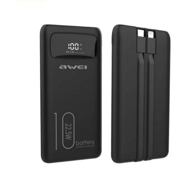 Power Bank 10000mAh 22.5W με Θύρα USB-Aμε Θύραμε Θύρα USB-A Quick Charge 3.0 Μαύρο Awei P168K