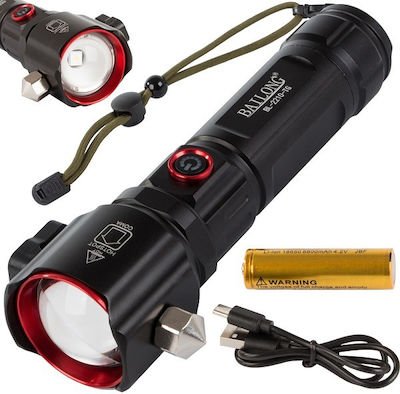 Bailong Επαναφορτιζόμενος Φακός LED Αδιάβροχος IPX5 Μαύρο BL-2210-TG