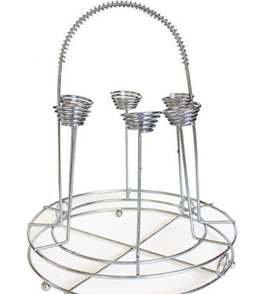 MNY Μεταλλική Ποτηροθήκη από Ανοξείδωτο Ατσάλι με 6 Θέσεις 26εκ Ασημί - OEM