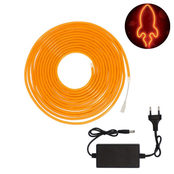 Αδιάβροχη Ταινία Neon Flex LED Τροφοδοσίας 12V με Πορτοκαλί Φως Μήκους 5m με Τροφοδοτικό 101429