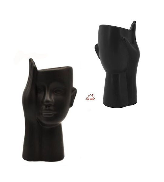 Διακοσμητικό Βάζο Κεραμικό σε Σχήμα Προσώπου Μαύρο 12x10x26cm ForHome 240217 - For Home