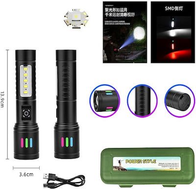 Επαναφορτιζόμενος Φακός LED με Μέγιστη Φωτεινότητα 800lm Λευκό BL-625-TG