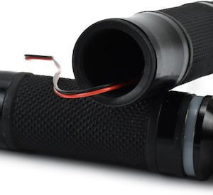 Universal χειρολαβές Μοτοσυκλέτας με LED Ring Λευκό OEM – Μαύρο 1 ΣΕΤ