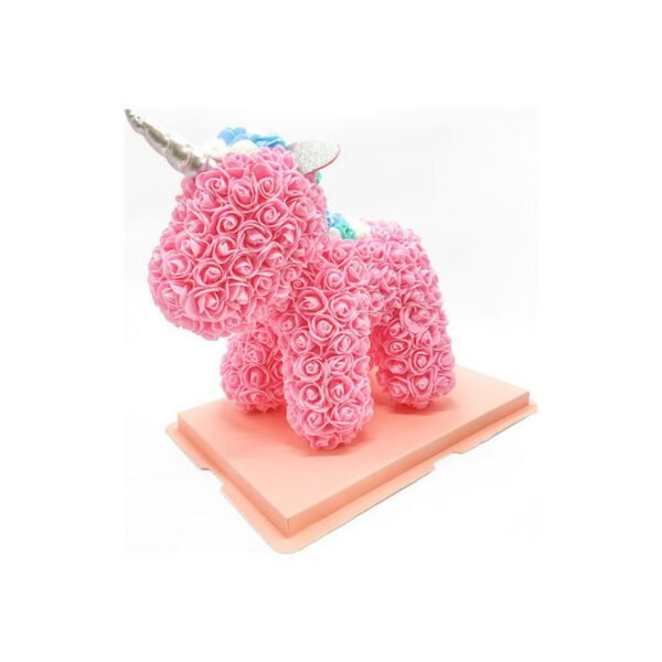 Μονόκερος Αρκουδάκι από Τριαντάφυλλα Ροζ 30cm