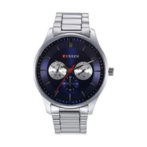 Curren 8282-4 Ρολόι Χρονογράφος Μπαταρίας με Μεταλλικό Μπρασελέ Silver / Blue