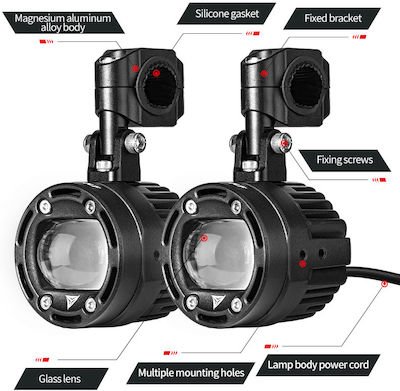 Σετ προβολάκια μοτοσυκλέτας 70W motowolf 6000k-3000k MDL5006-Μαύρο