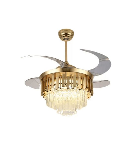 Κρυστάλλινος πολυέλαιος με ανεμιστήρα οροφής για εσωτερικούς χώρους 42" και τηλεχειριστήριο 72w FAN-Y002 χρυσό