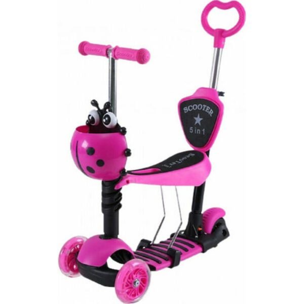 Παιδικό Πατίνι Αναδιπλούμενο Πατίνι - Περπατούρα 501 Τρίτροχο με Κάθισμα για 3+ Ετών Ροζ - OEM